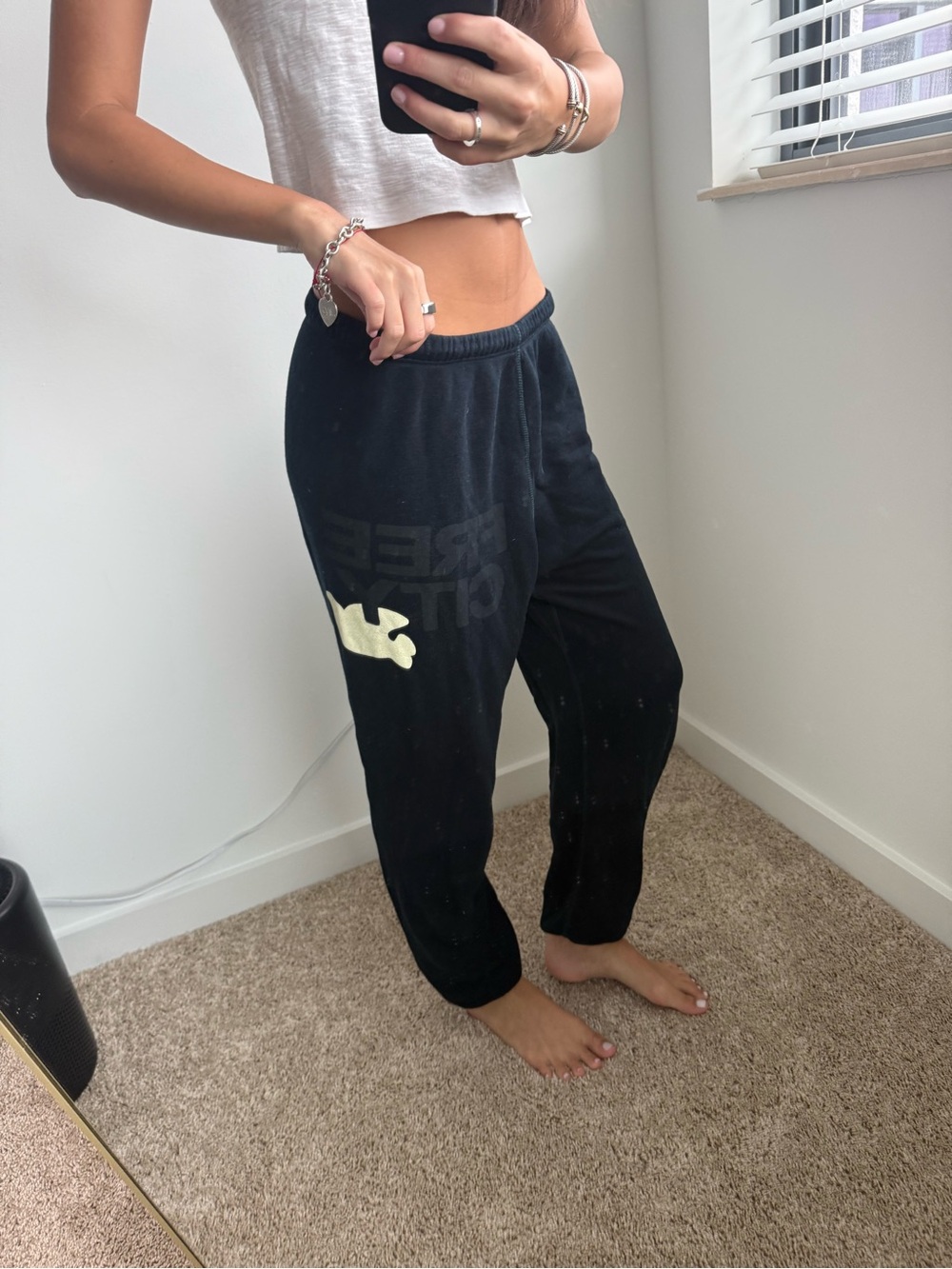 freecity Black Joggers with Light Cream Logo